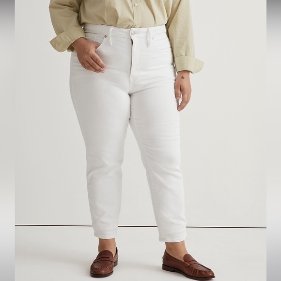 Madewell Plus Stovepipe Jeans NE624 Pure White 18W - Picture 1 of 6